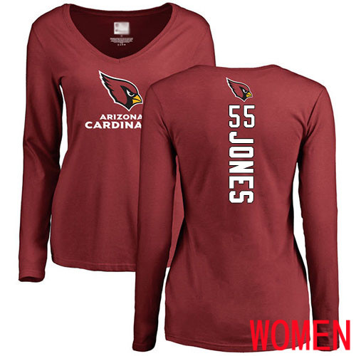 Arizona Cardinals Maroon Women Chandler Jones Backer NFL Football #55 Long Sleeve T Shirt